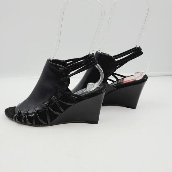 New York Transit Black Vegan Leather Wedge Sandal, Size 7 M **NEW** - Picture 3 of 8